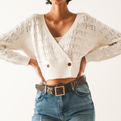 Pointelle knitted cardi in cream