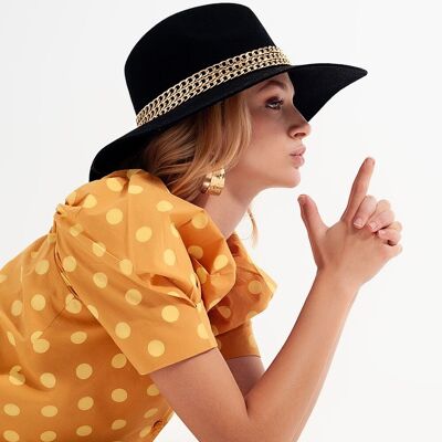 Polka Dot Top mit Puffärmeln und quadratischem Ausschnitt in Gelb