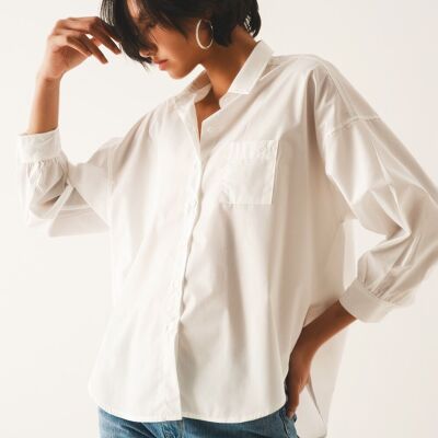 Camisa de popelina con manga voluminosa en color crema