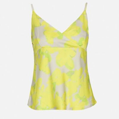 Print cami top in lemon yellow