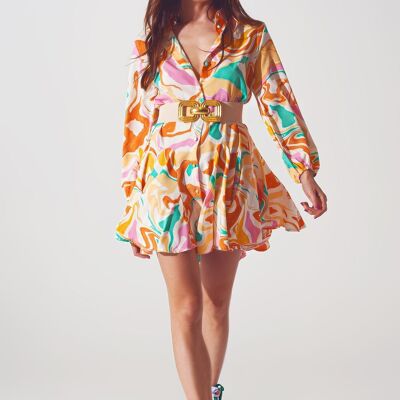 Psychedelic Printed Dress in Multicolor