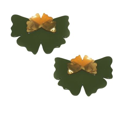 Green Half Flower Earrings