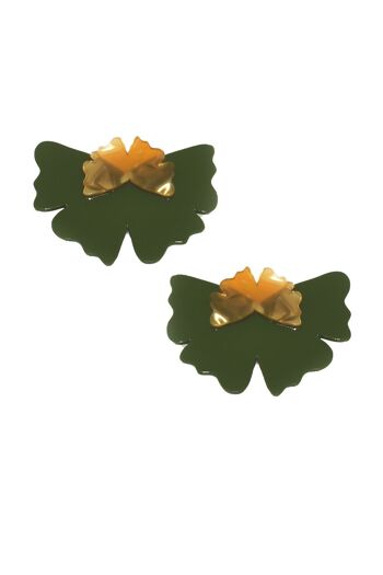 Boucles d'oreilles demi-fleur verte 1