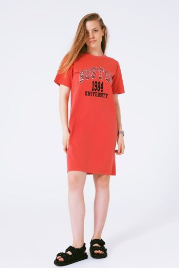 Robe t-shirt mi-longue rouge Boston 1984 University 4