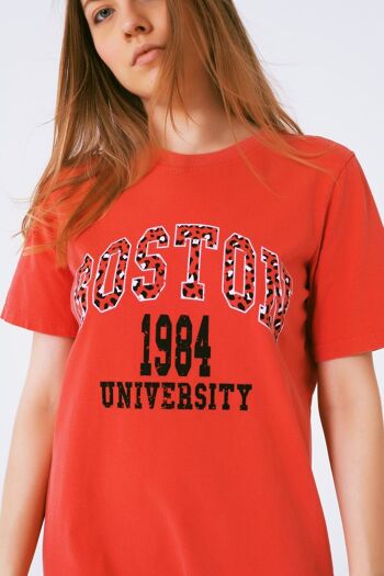 Robe t-shirt mi-longue rouge Boston 1984 University 5