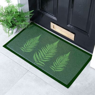 Fußmatte mit grünem Farn für drinnen und draußen – 70 x 40 cm