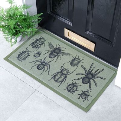 Grüne Fußmatte mit Insektenmuster für drinnen und draußen – 70 x 40 cm