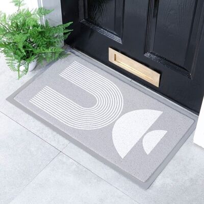 Grey Half Moon Abstract Indoor & Outdoor Doormat - 70x40cm