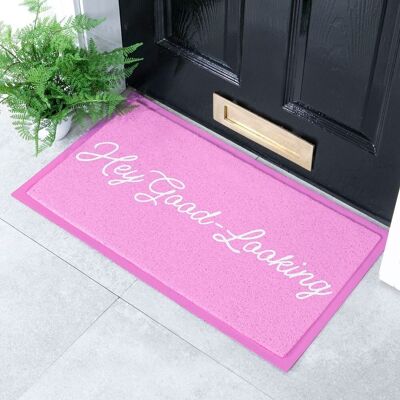 Hey Good Looking Pink Indoor & Outdoor Doormat - 70x40cm