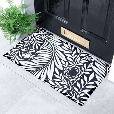 William Morris Schwarz-Weiß-Fußmatte für den Innen- und Außenbereich – 70 x 40 cm