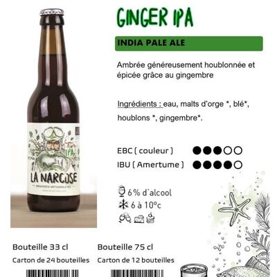 Organic Ginger IPA beer 33 cl 6%