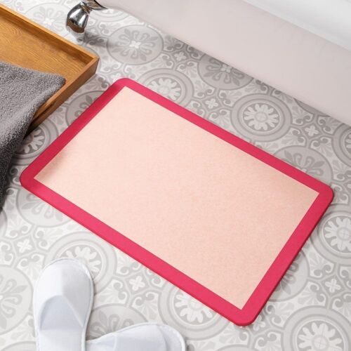 Pink Border Pink Stone Non Slip Bath Mat