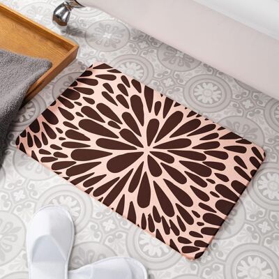 Black Petals Pink Stone Non Slip Bath Mat