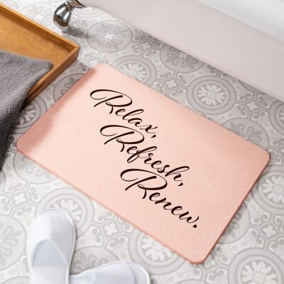 Relax Refresh Renew Pink Stone Non Slip Bath Mat