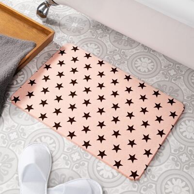 Black Stars Pink Stone Non Slip Bath Mat