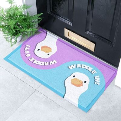 Felpudo para interior y exterior Waddle In Waddle Out - 70x40 cm