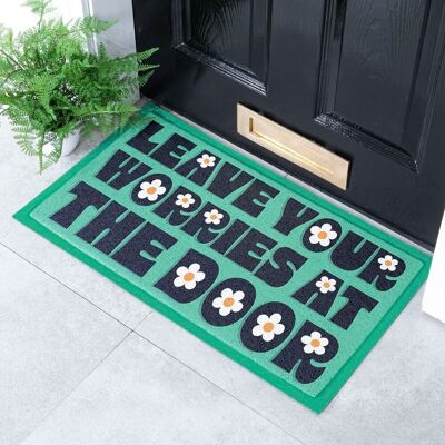 Lassen Sie Ihre Sorgen an der Tür Daisy Indoor- und Outdoor-Fußmatte – 70 x 40 cm