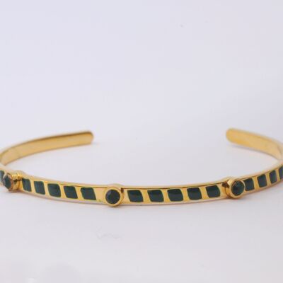 Fine steel bangle bracelet in cloisonné rhinestone enamel
