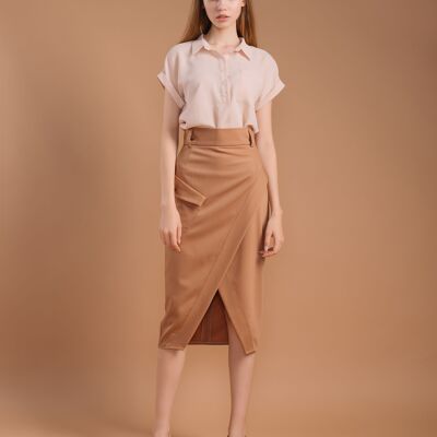 Asymmetric Skirt with a Tie Belt
