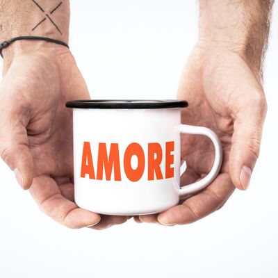Amore Enamel Mug — Enamel mug with black rim