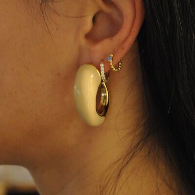 Steel enamel horn hoop earrings