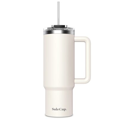 SoleCup XL - 30oz Travel Mug with Handle, Lid and Two Straws