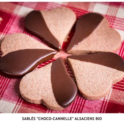 Organic Alsatian "Hearts & Chocolate-Cinnamon" shortbread - 1 kg (BULK)