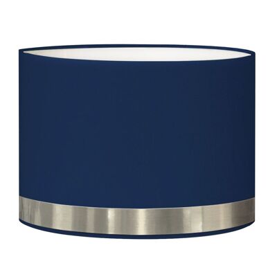 Blue round bedside lampshade with aluminum rod