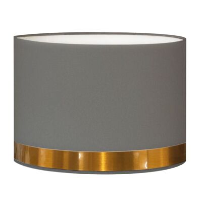 Gray round bedside lampshade with copper rush
