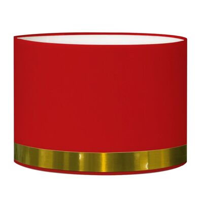 Round red bedside lampshade with gold rush