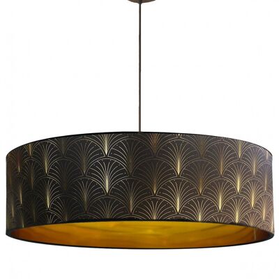 Gold pendant light with black and gold print Télio