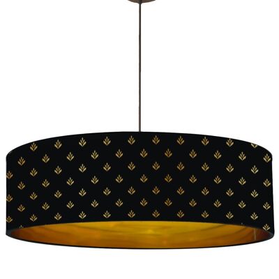 Gold pendant light with black and gold print Lys