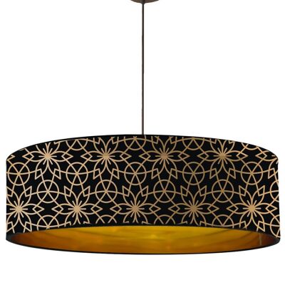 Gold pendant light with black and gold print Rosette