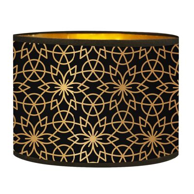 Gold bedside lampshade with black and gold print Rosette