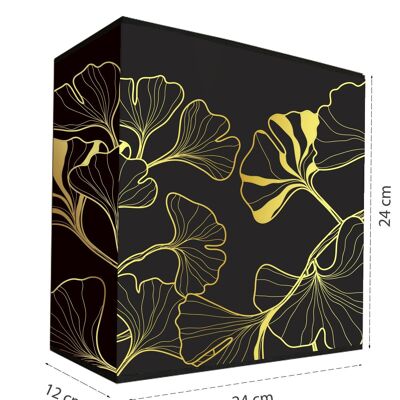 Gold applique with black Iris print