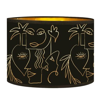 Pantalla de noche dorada con estampado boho negro y dorado