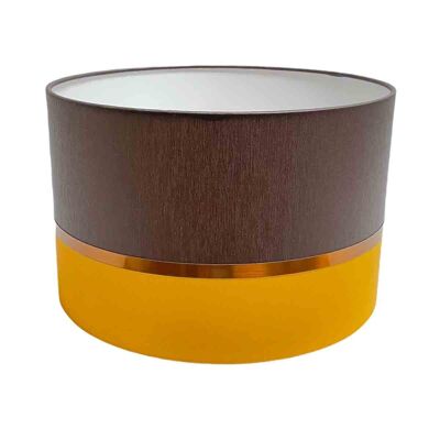 Two-tone yellow and chocolate bedside lampshade