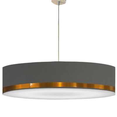 Large gray rush and copper pendant light