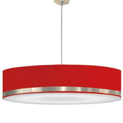 Grande lampada a sospensione in giunco ​​rosso e alluminio