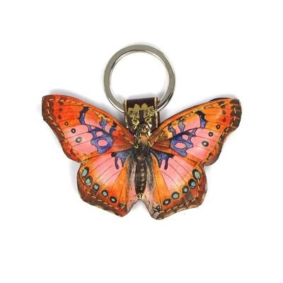 Leather Key Ring / Bag Charm - Cocktail Butterfly