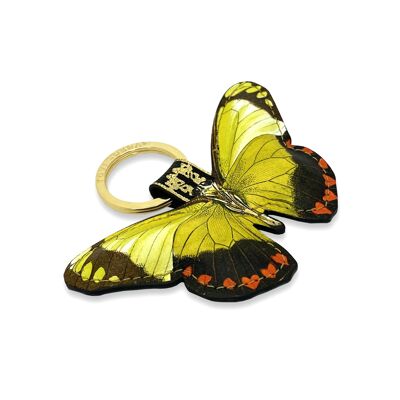 Leather Key Ring / Bag Charm - Valentine Butterfly