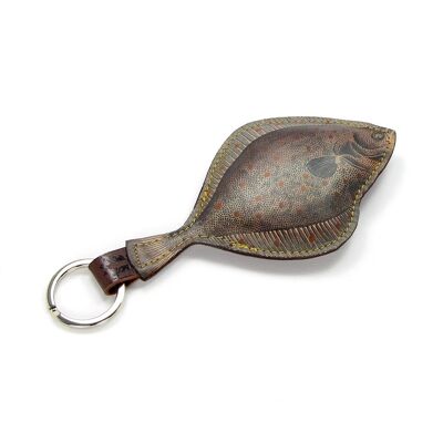 Leather Key Ring - Plaice Fish