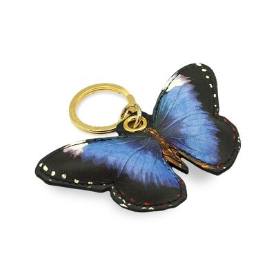 Leather Keyring / Bag Charm - Royal Purple Butterfly