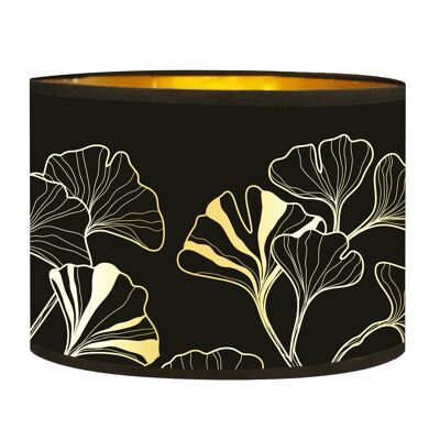 Gold floor lamp shade with black and gold Iris print