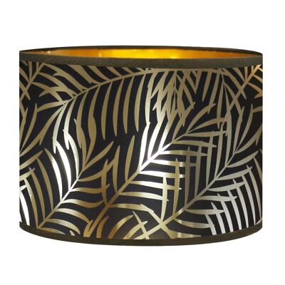 Gold floor lamp shade with black and gold print Palmera