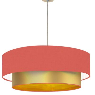 Double gold and coral lacquered pendant light