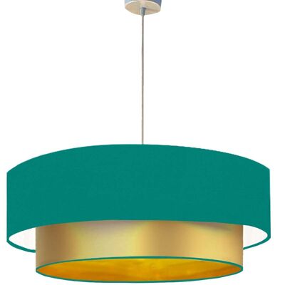 Double gold and turquoise green lacquered pendant light