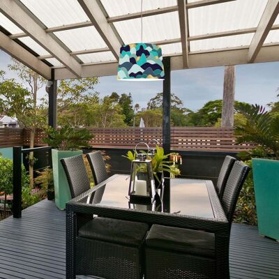 Wave printed outdoor pendant light