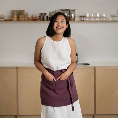 Linen Half Apron with Pocket One Size