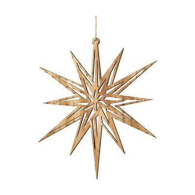 Decorative wooden star to hang 38 x 33 cm - Christmas decoration